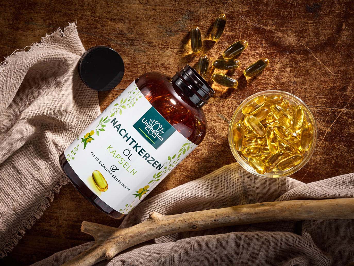 Huile d'onagre - 2 000 mg par dose quotidienne (2 gélules) - avec 10 % d'acide gamma-linolénique - 200 gélules molles - de Unimedica